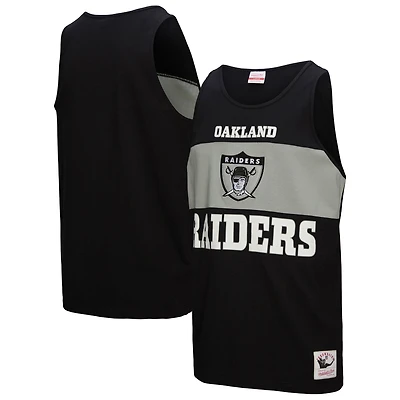 Débardeur rétro colorblock noir Mitchell & Ness pour homme des Oakland Raiders