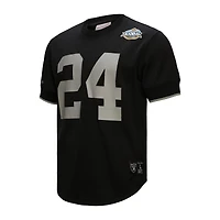 T-shirt en maille Mitchell & Ness pour homme, noir, à l'effigie de Charles Woodson, joueur retraité des Raiders d'Oakland.