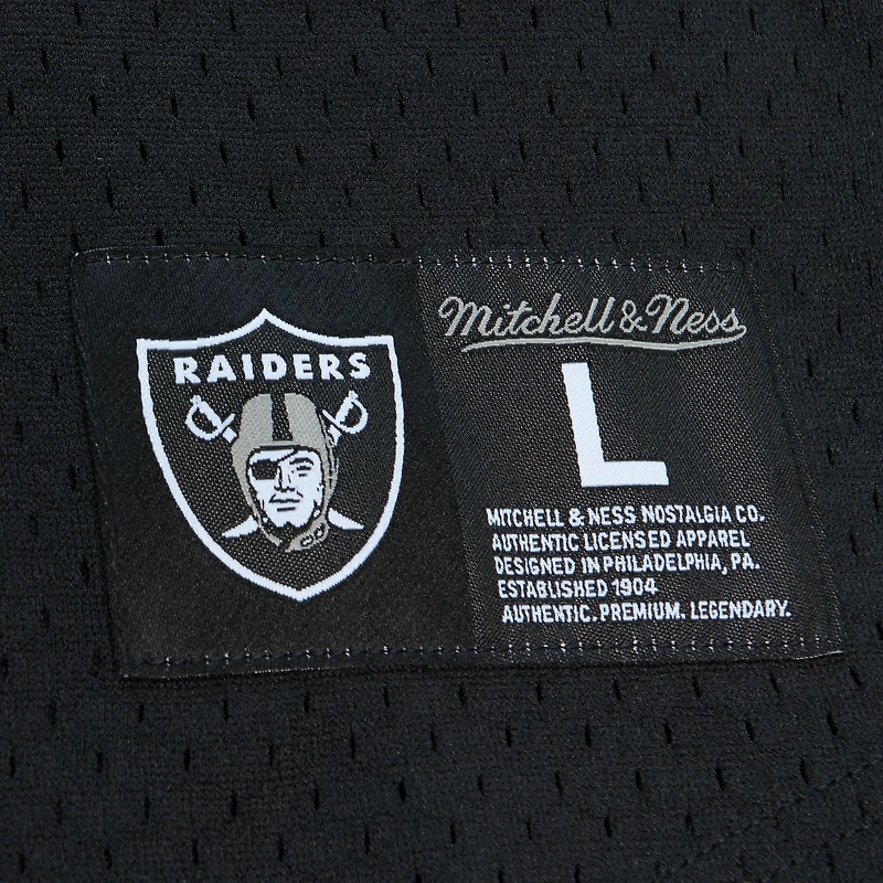 Haut en maille noir pour homme avec nom et numéro de joueur retraité des Oakland Raiders Mitchell & Ness Charles Woodson