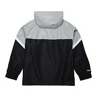 Men's Mitchell & Ness Silver/Black Oakland Raiders Tie Breaker Vintage Logo Lightweight Anorak Half-Zip Windbreaker