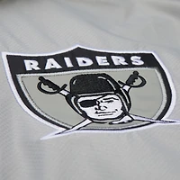 Men's Mitchell & Ness Silver/Black Oakland Raiders Tie Breaker Vintage Logo Lightweight Anorak Half-Zip Windbreaker