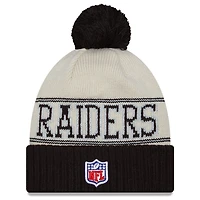 Men's New Era Black Oakland Raiders 2023 Sideline Historic Pom Cuffed Knit Hat