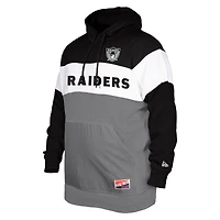 Sweat à capuche noir New Era Oakland Raiders Big & Tall Throwback Colorblock pour homme