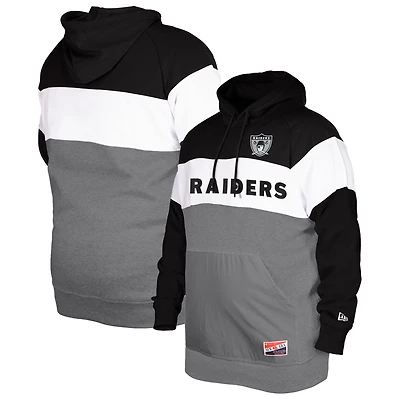 Sweat à capuche noir New Era Oakland Raiders Big & Tall Throwback Colorblock pour homme