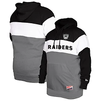 Sweat à capuche noir New Era Oakland Raiders Big & Tall Throwback Colorblock pour homme