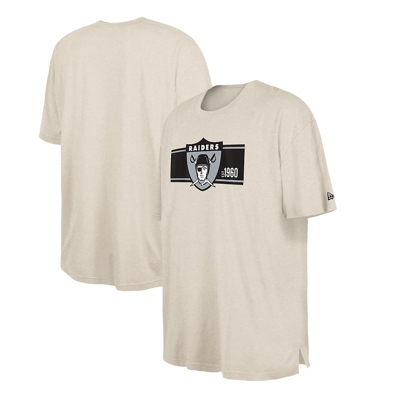 T-shirt historique crème pour hommes des Oakland Raiders Third Down Big & Tall de New Era