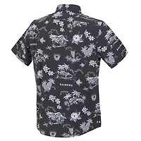 Chemise boutonnée noire rétro Kekai Performance pour homme, modèle Reyn Spooner des Oakland Raiders Gridiron Classics