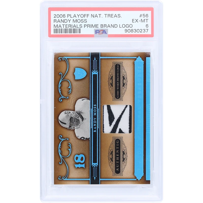 Randy Moss Oakland Raiders 2006 Playoff National Treasures GU Reebok Relic #56 #7/10 PSA Authenticated 6 Card