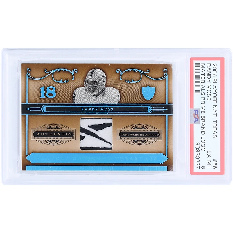 Randy Moss Oakland Raiders 2006 Playoff National Treasures GU Reebok Relic #56 #7/10 PSA Authenticated 6 Card