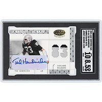 Ted Hendricks Oakland Raiders Autographed 2003 Leaf Certified Materials Fabric Of The Game Dual-Color Relic #FG-56 #12/83 SGC Authenticated 8.5/10 Card