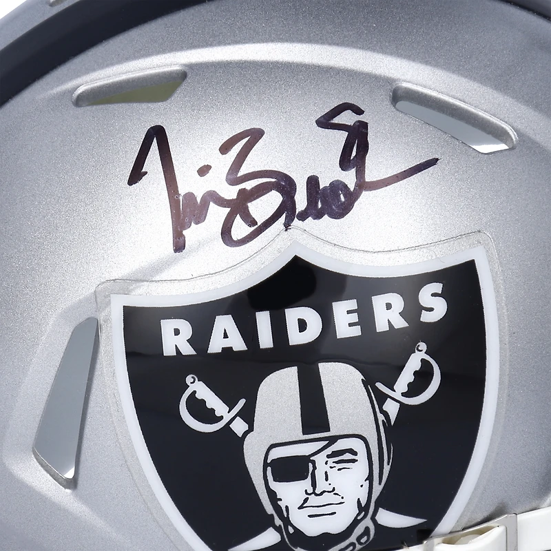 Mini casque Riddell Speed ​​autographié par Tim Brown des Raiders d'Oakland