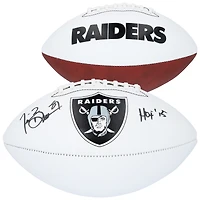 Ballon de football Franklin blanc autographié par Tim Brown des Oakland Raiders avec inscription « HOF 15 »