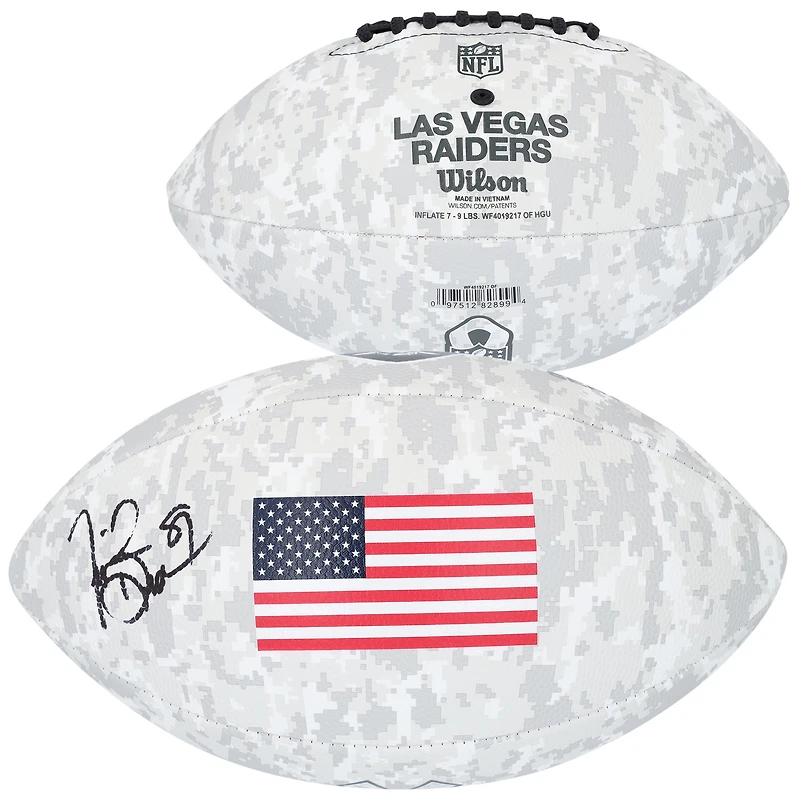 Ballon de football Wilson 2024 autographié par Tim Brown des Oakland Raiders
