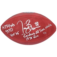 Ballon de football Wilson Duke en couleur autographié par Tim Brown des Oakland Raiders avec plusieurs inscriptions