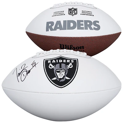 Ballon de football Wilson White Panel autographié par Tim Brown des Raiders d'Oakland