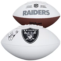 Ballon de football Wilson White Panel autographié par Tim Brown des Raiders d'Oakland