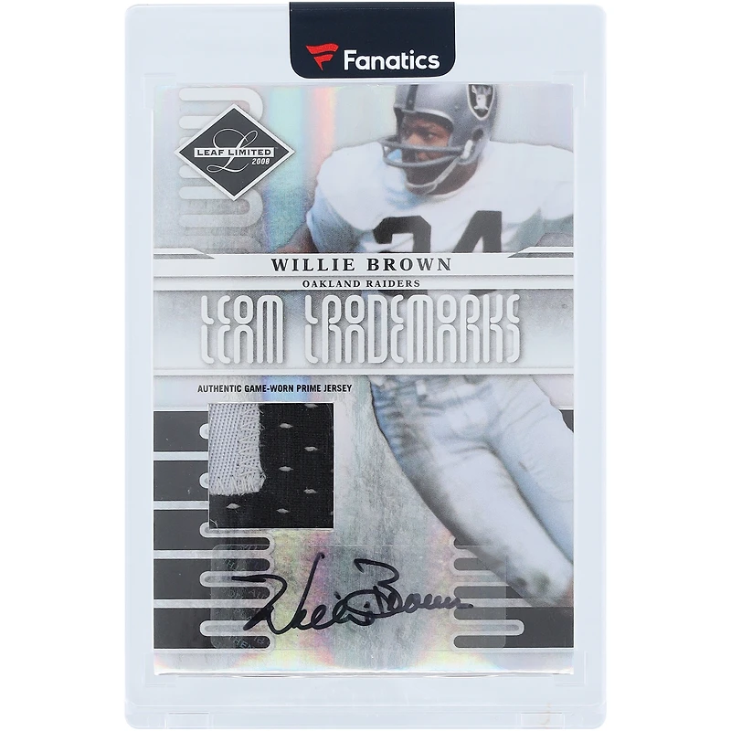 Willie Brown Oakland Raiders Autographed 2008 Leaf Limited Prime Team Trademarks Material Dual-Color Relic #T-38 #20/25 Card