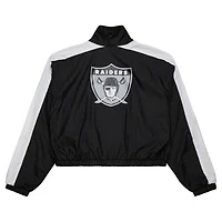 Veste courte entièrement zippée en nylon noir pour femme des Oakland Raiders de Mitchell & Ness