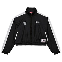 Veste courte entièrement zippée en nylon noir pour femme des Oakland Raiders de Mitchell & Ness