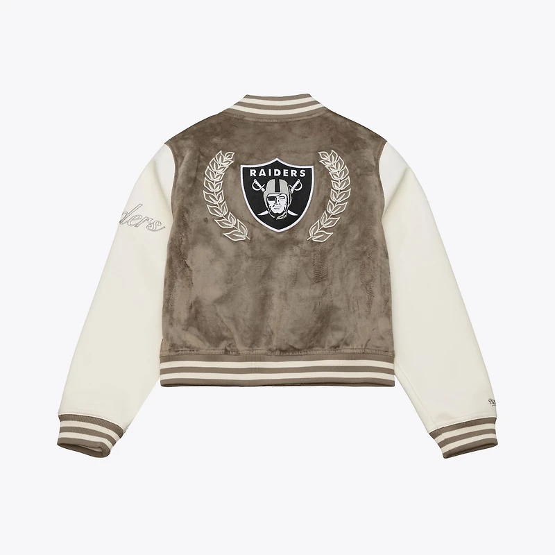 Women's Mitchell & Ness  Tan Oakland Raiders Full-Snap Varsity Jacket