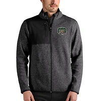 Men's Antigua Heathered Charcoal Ohio Bobcats Fortune Full-Zip Jacket