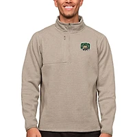 Men's Antigua Oatmeal Ohio Bobcats Course Quarter-Zip Pullover Top
