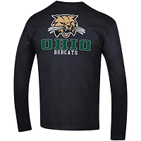 T-shirt à manches longues Champion Ohio Bobcats Team Stack pour homme, noir