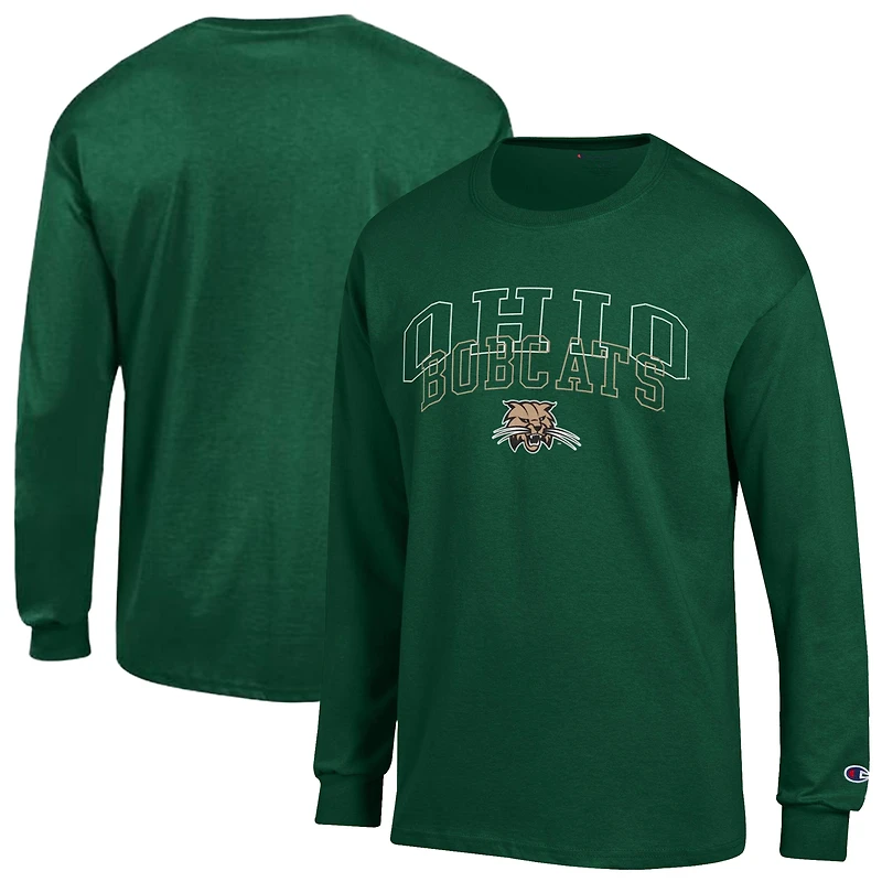T-shirt à manches longues pour hommes, champion vert, Ohio Bobcats