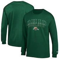 T-shirt à manches longues pour hommes, champion vert, Ohio Bobcats
