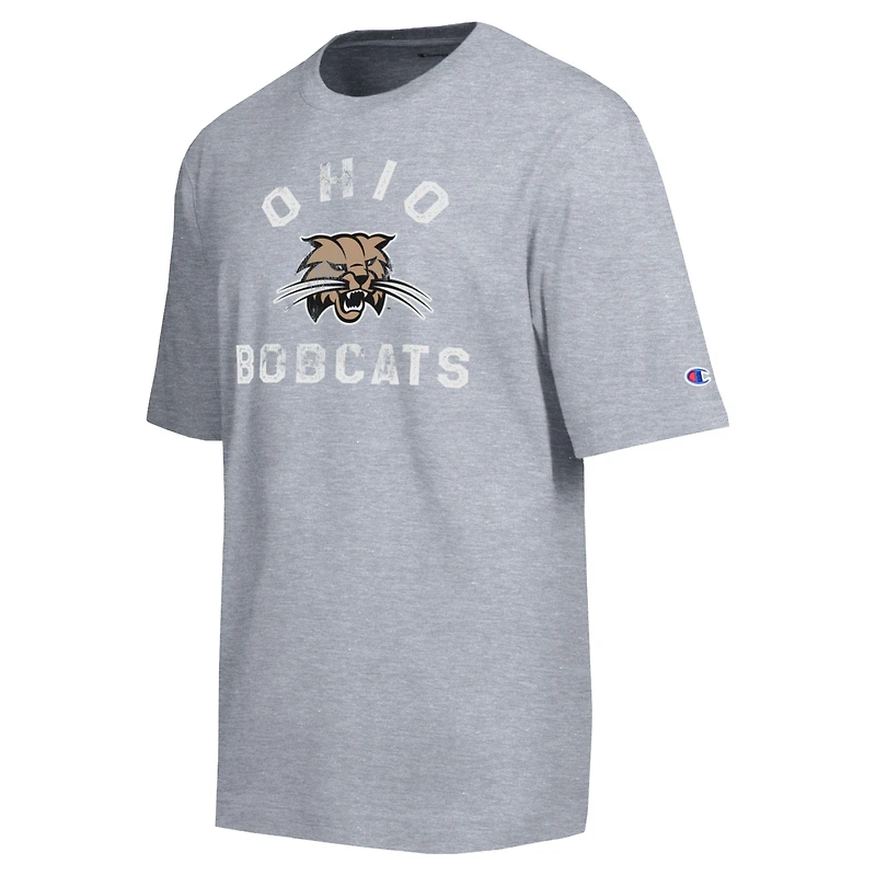 Men's Champion  Heather Gray Ohio Bobcats Weathered Team T-Shirt