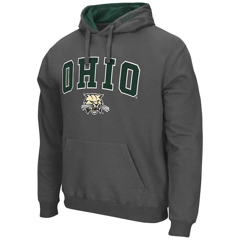 Men's Colosseum Charcoal Ohio Bobcats Arch and Logo Pullover Hoodie