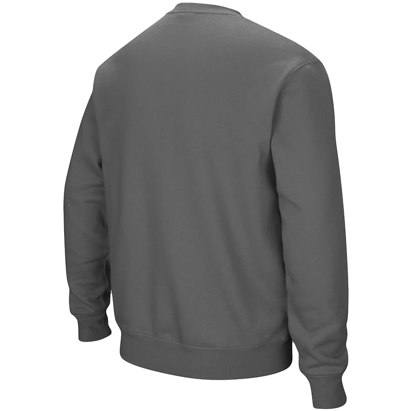 Men's Colosseum Charcoal Ohio Bobcats Arch & Logo Tackle Twill Pullover Sweatshirt