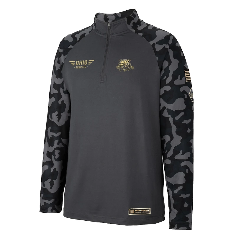 Colosseum Charcoal Ohio Bobcats OHT Military Appreciation Long Range Raglan Quarter-Zip Jacket