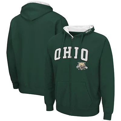Sweat à capuche zippé Colosseum Green Ohio Bobcats Arch & Logo 3.0 pour homme