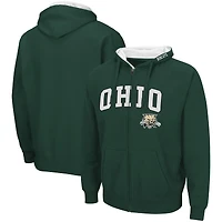 Sweat à capuche zippé Colosseum Green Ohio Bobcats Arch & Logo 3.0 pour homme