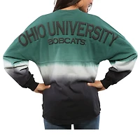 Maillot femme vert Ohio Bobcats Ombre à manches longues teint par trempage Spirit