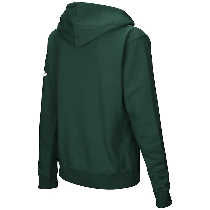 Sweat à capuche zippé vert athlétique pour femme, Ohio Bobcats, avec nom en arc de cercle.