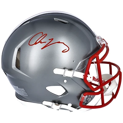 Casque authentique de vitesse alternative autographié Riddell Flash des Ohio State Buckeyes de Chase Young