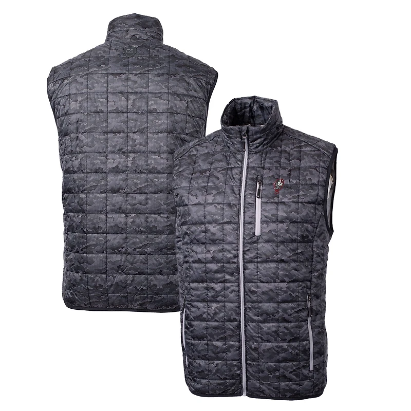 Cutter & Buck Black Ohio State Buckeyes Primary Team Logo Rainier PrimaLoft Eco Insulated Printed Full-Zip Puffer Jacket