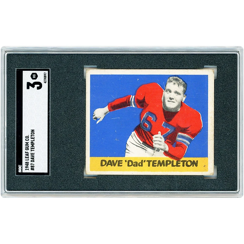 Dave Templeton Ohio State Buckeyes 1948 Leaf Gum Co. #87 SGC Authenticated 3 Card