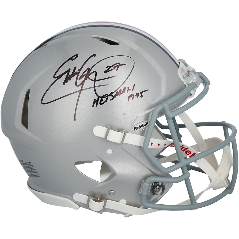 Casque Riddell Speed ​​authentique autographié par Eddie George, Ohio State Buckeyes, avec inscription « Heisman 1995 »