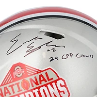 Emeka Egbuka Ohio State Buckeyes Autographed 2024 College Football Playoff National Champions Logo Riddell Speed Authentic Helmet with "24 CFP Champs" Inscription 
