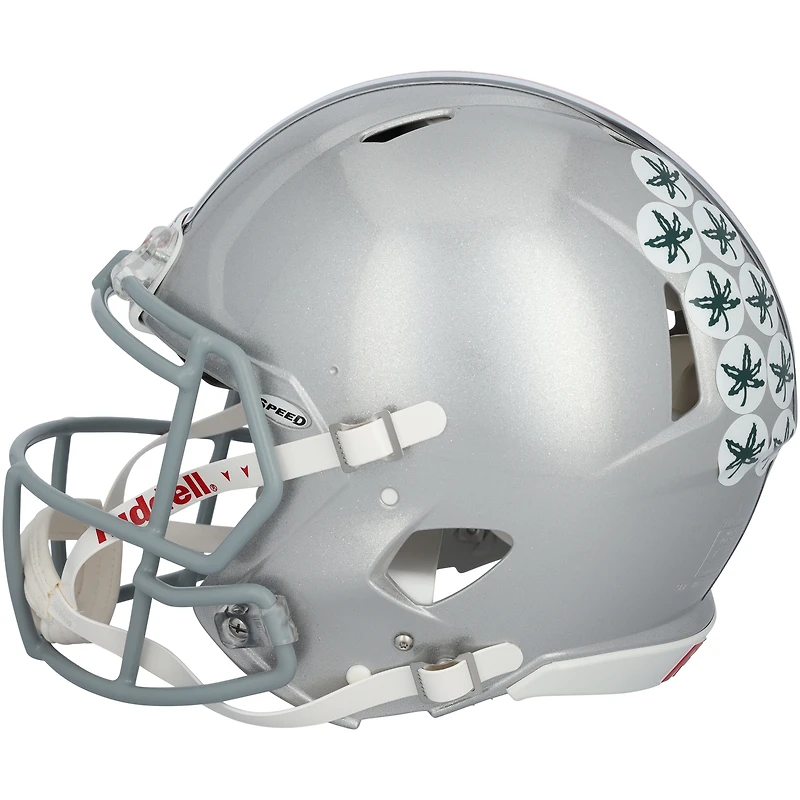 Emeka Egbuka Ohio State Buckeyes Autographed 2024 College Football Playoff National Champions Logo Riddell Speed Authentic Helmet with Multiple Inscriptions
