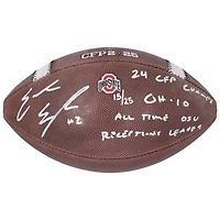 Emeka Egbuka Ohio State Buckeyes Autographed 2024 College Football Playoff National Champions Nike 2025 CFP Football with Multiple Inscriptions - Limited Edition of 25