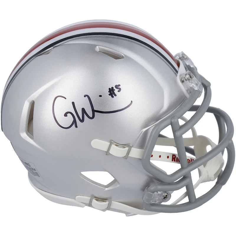 Casque Riddell Speed ​​Mini autographié par Garrett Wilson Ohio State Buckeyes