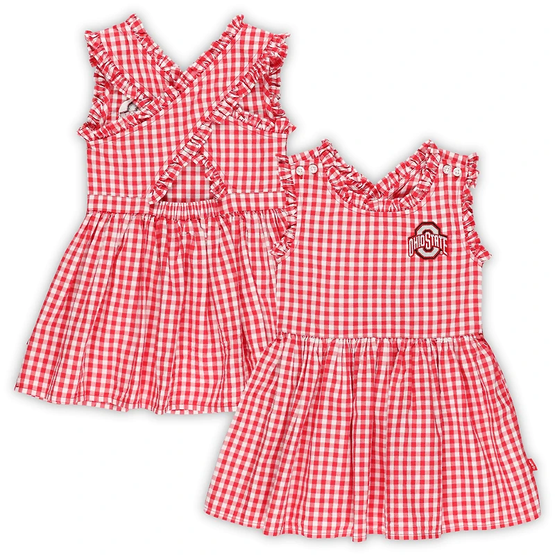 Robe à carreaux Alora sans manches pour fille Scarlet Ohio State Buckeyes