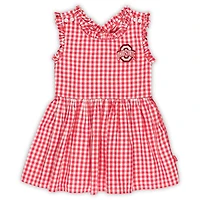 Robe à carreaux Alora sans manches pour fille Scarlet Ohio State Buckeyes