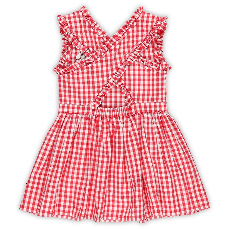 Robe à carreaux Alora sans manches pour fille Scarlet Ohio State Buckeyes