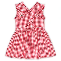 Robe à carreaux Alora sans manches pour fille Scarlet Ohio State Buckeyes