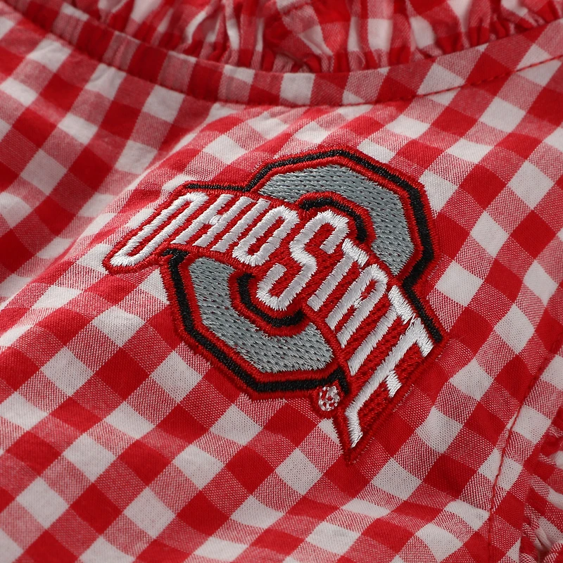 Robe à carreaux Alora sans manches pour fille Scarlet Ohio State Buckeyes